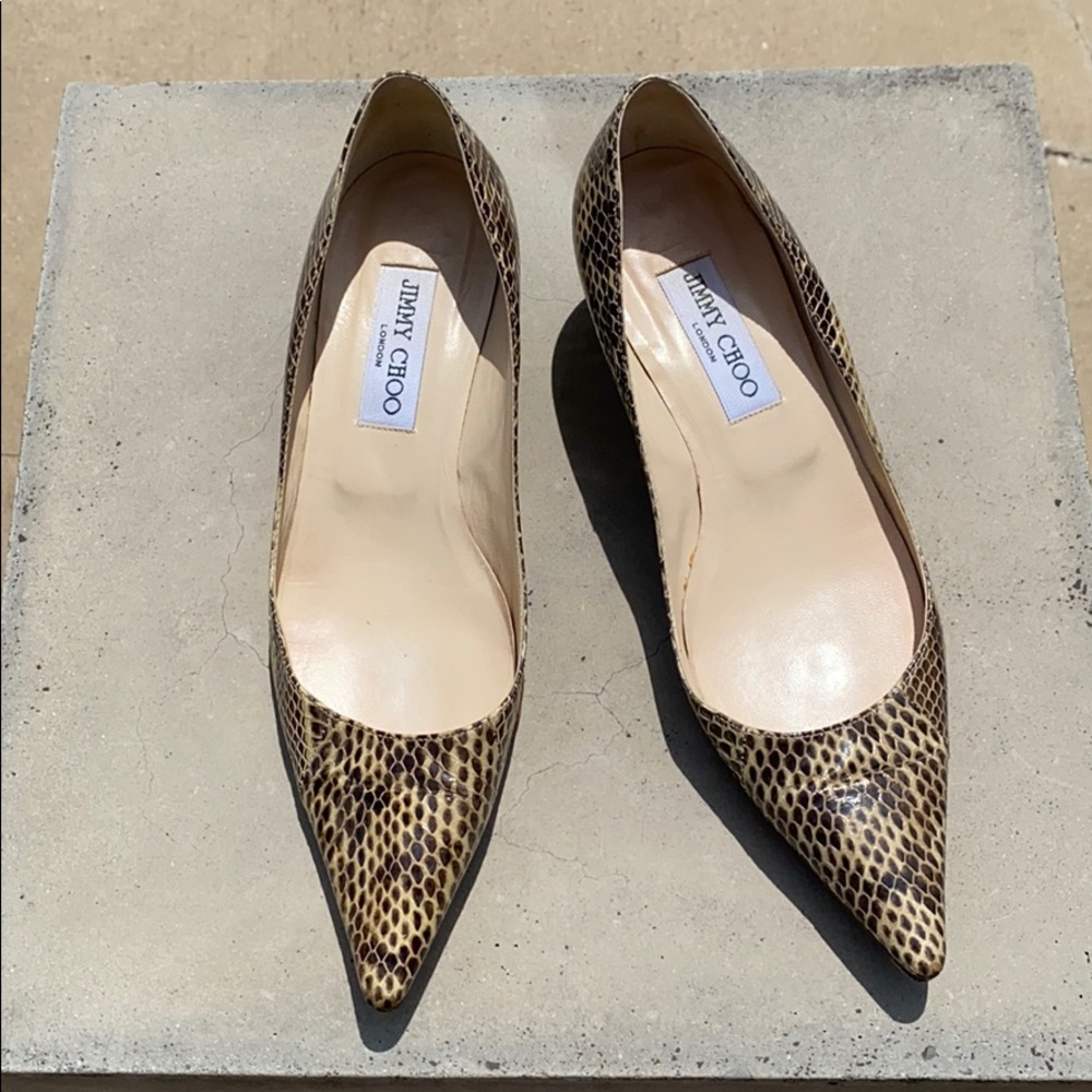 Jimmy Choo Snakeskin, Pointy Toe, Kitten Heel Pump - image 2